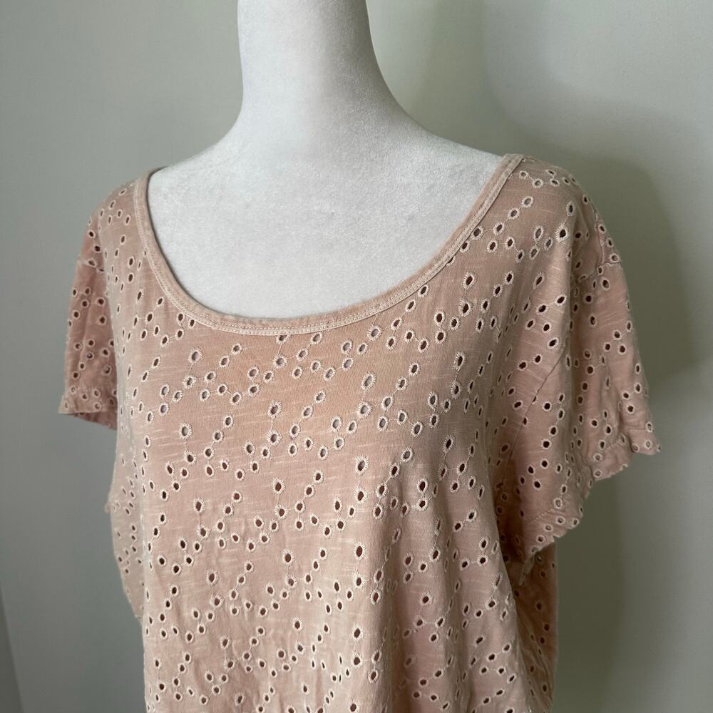 Sundance light pink cotton eyelet short sleeve top size XL - Picture 3 of 13